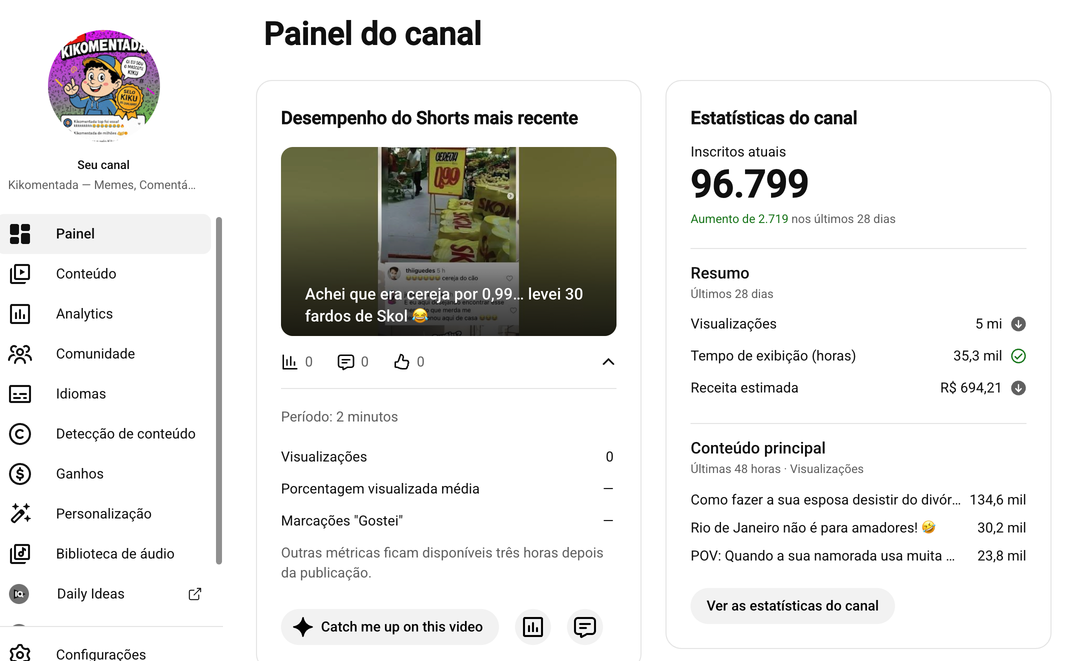 Painel YouTube Kikomentada